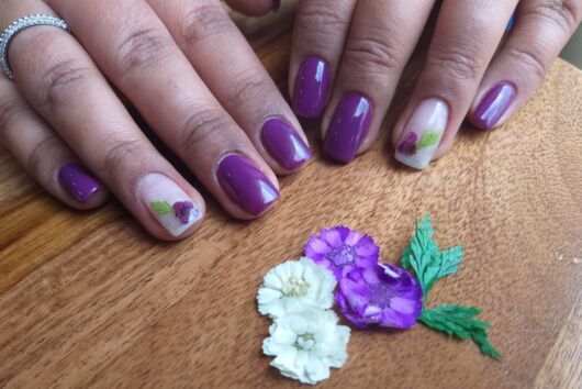 Purple Green Dry Flower Nails By Holy Nails Pune e1620213221499
